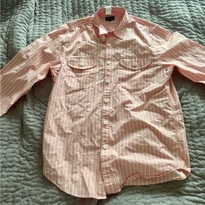 J. Crew Pink and White Striped Casual Shirt